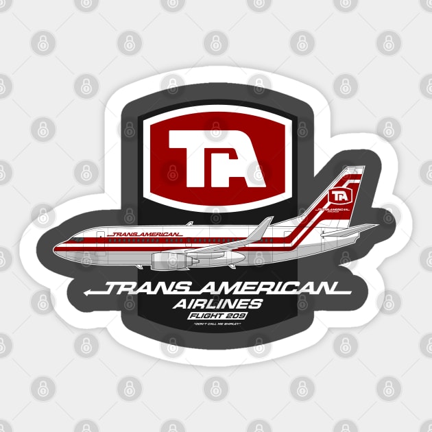 TRANS AMERICAN AIRLINES FLIGHT 209 Sticker by Aries Custom Graphics